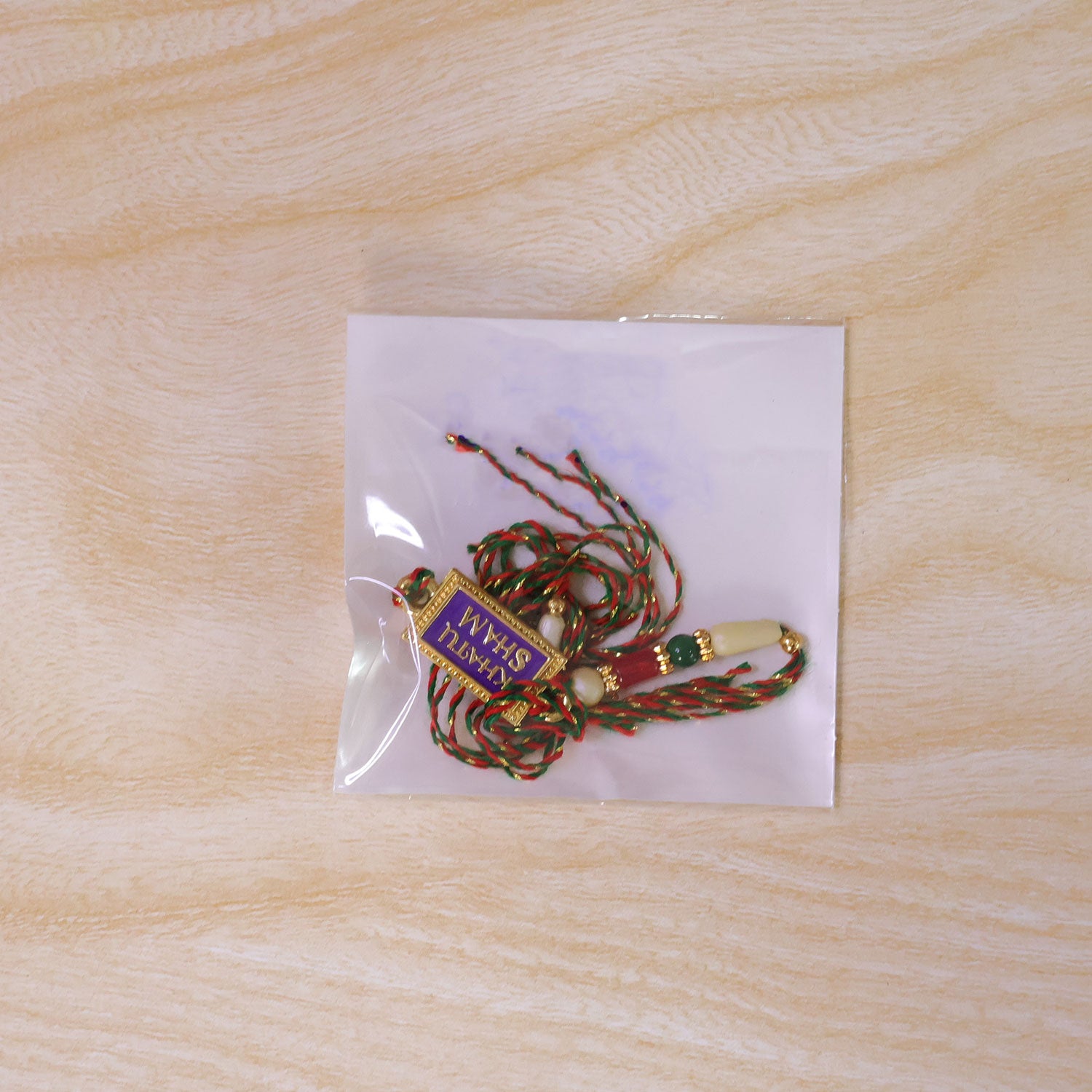 Khatu Shyam Text Pendant Rakhi with Multicolor Beads