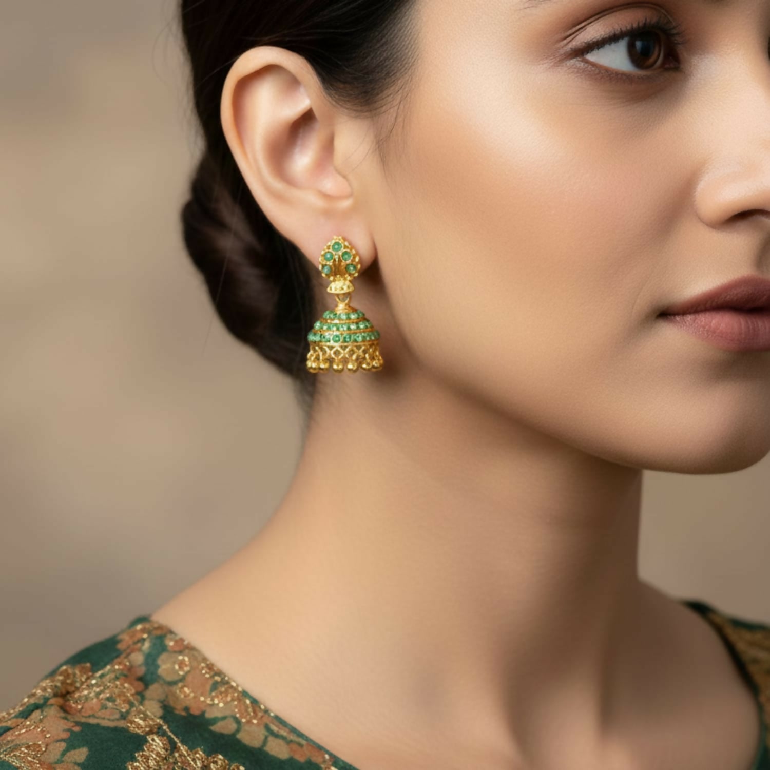 Fancy Gold Finish Jhumki Earrings | Ethnic Wear for Women