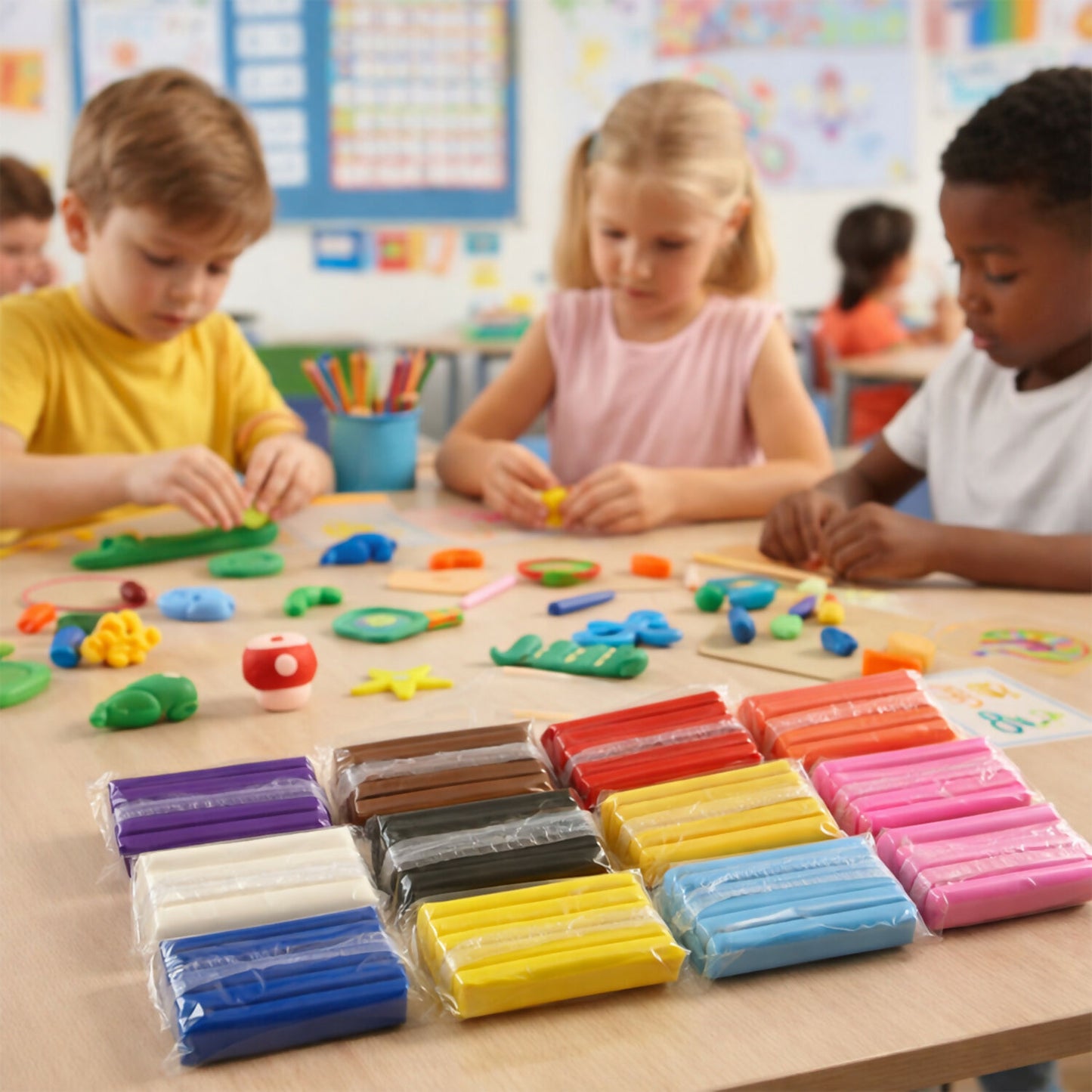Multi-colored soft modelling clay bars for children