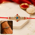 Rakhi – Elegant Blue Floral Kundan Design for Raksha Bandhan
