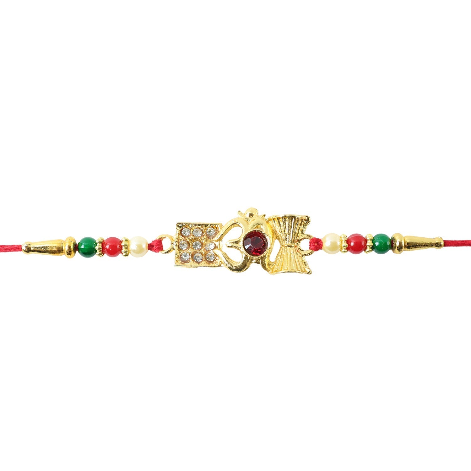 Designer Om Damaru Rakhi with Elegant Stone Pendant (5pcs)