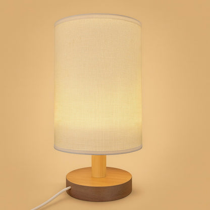 Modern Fabric Shade Wooden Table Lamp for Bedroom, Living Room & Study(CREAM)