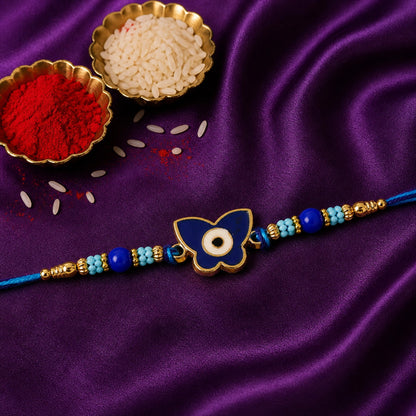 Stylish Butterfly Nazar Evil Eye Enamel Bead Rakhi