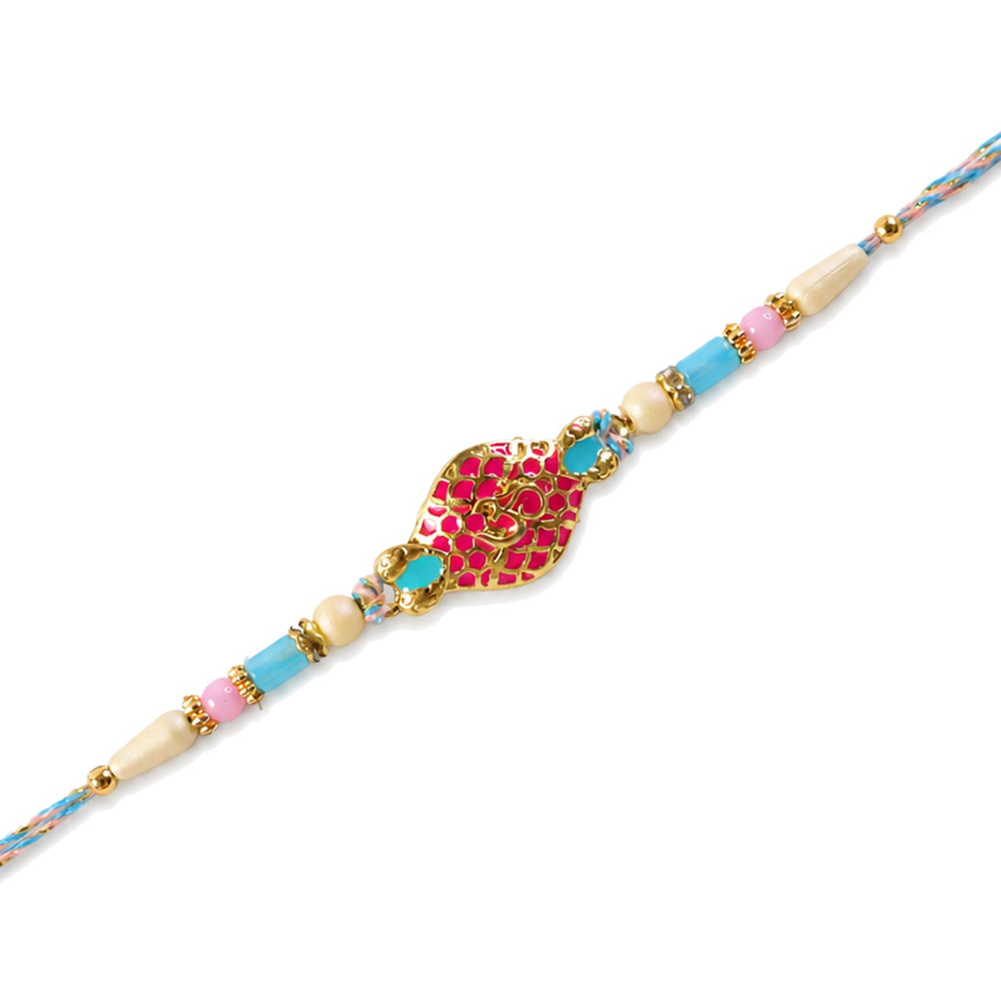 Festive Rakhi with Paisley Heart Charm, blue stones and wrist style for Gift Use