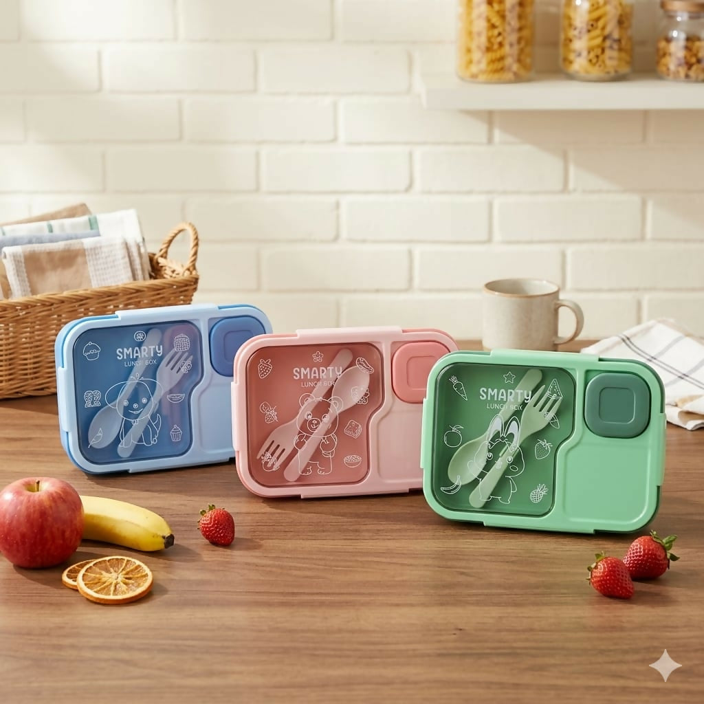 Smarty Kids Lunch Box with reusable spoon and fork