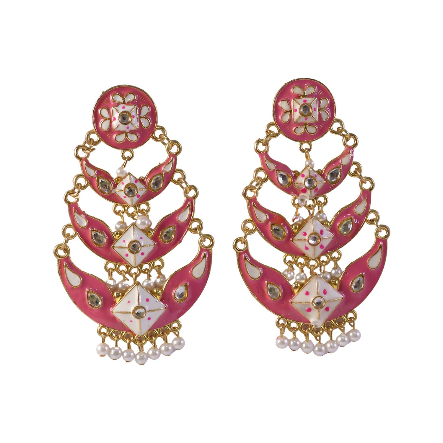 Festive pink chandbali earrings perfect for Indian ethnic wear