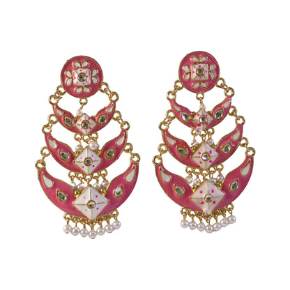 Festive pink chandbali earrings perfect for Indian ethnic wear