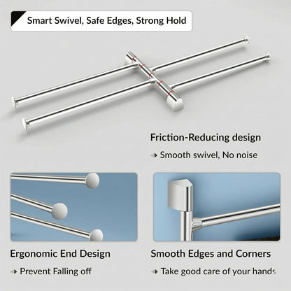 Premium Glossy Stainless Steel Wall Mounted 4 Rod Towel Holder Rack