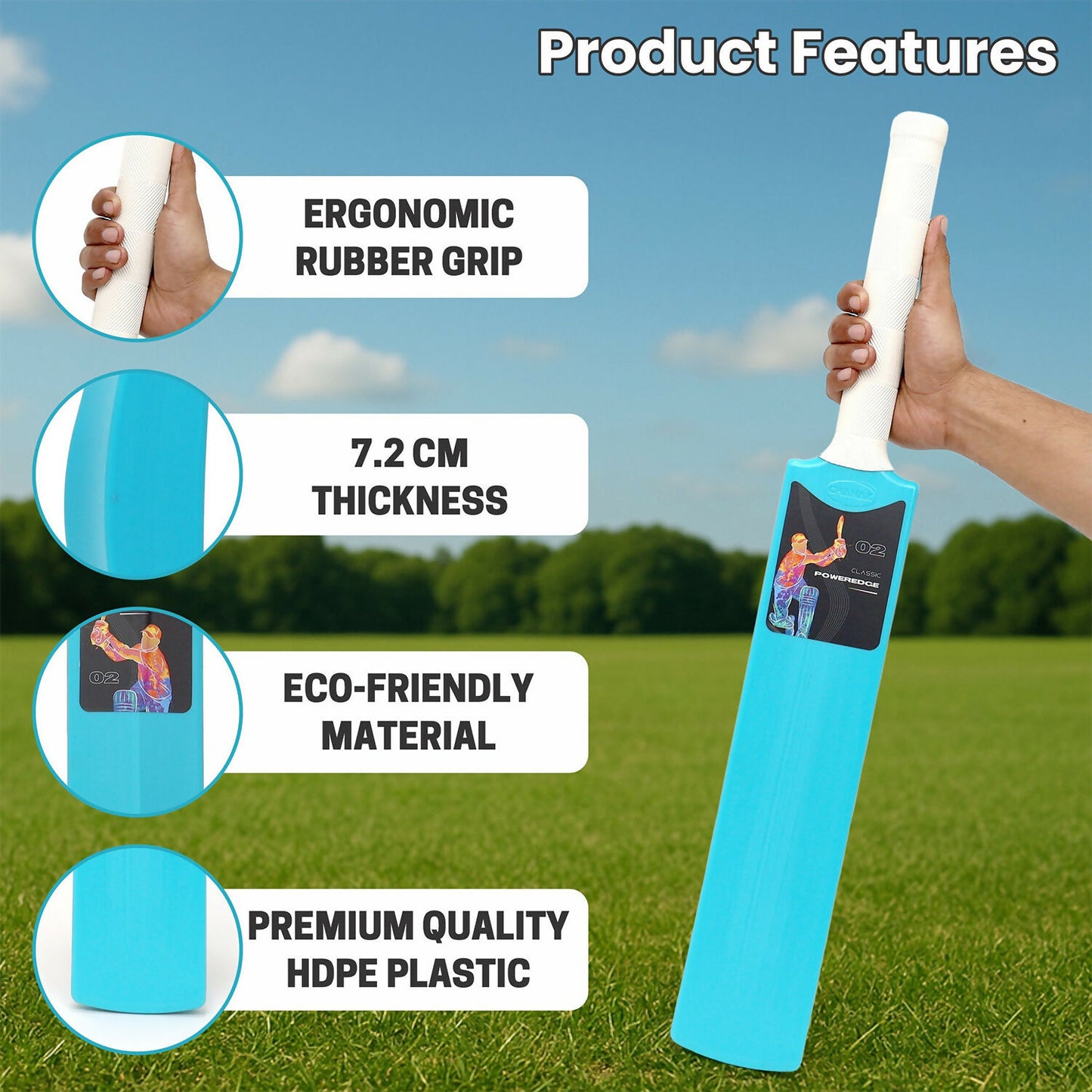 Lightweight cricket bat for children, easy to handle and perfect for outdoor sports