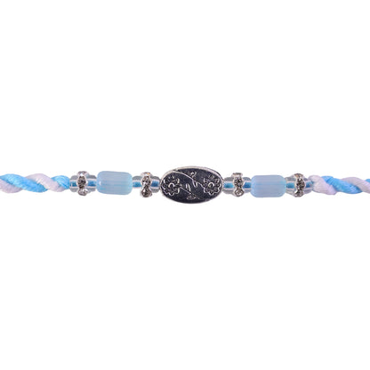 Blue Silver Stone Rakhi with Elegant Bracelet Style and Premium Festive Shine