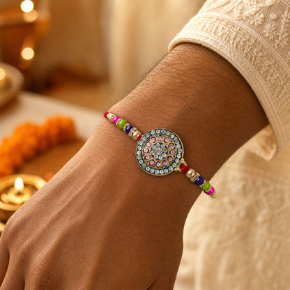 Kundan Stone Rakhi Set with Choco Magic, Pack of 3