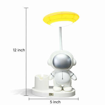 Yellow Astronaut LED Desk Lamp with Pen Holder for Study Table, Kids Room & Bedside