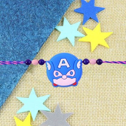 Kids Rakhi Superhero Face Beaded Thread for Brother (10pcs)