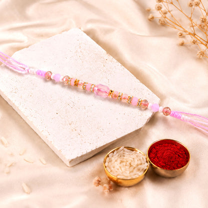 Soft Pearl Beaded Rakhi with Delicate Colors and Beautiful Bracelet Style Finish