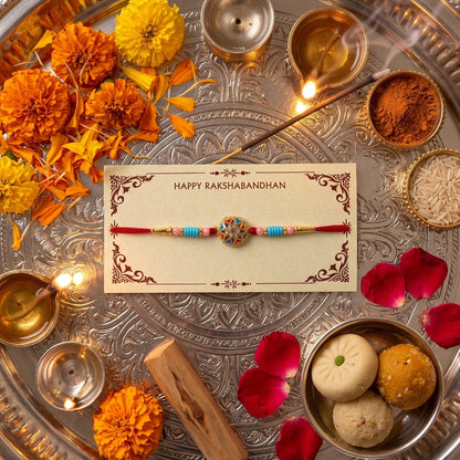Floral Stone Beaded Rakhi Stylish Brother Gift for Raksha Bandhan (10pcs)