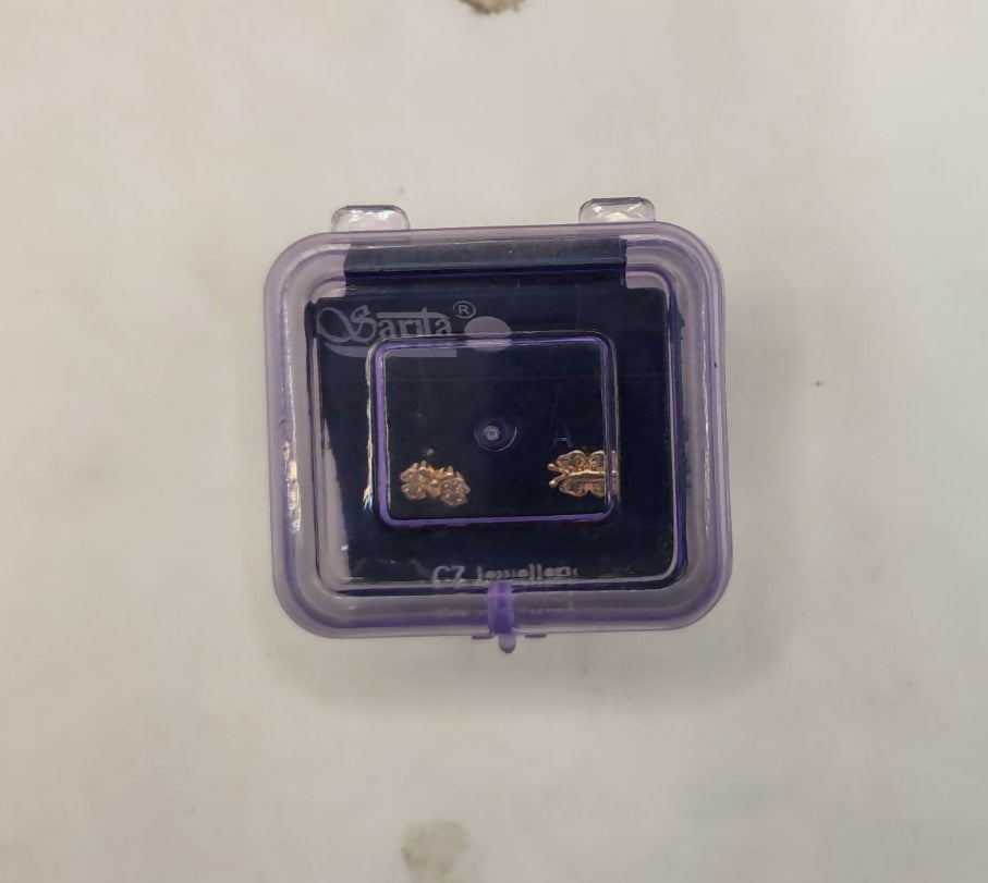 Rose Gold Plated Butterfly Stud Earrings with Sparkling AD for women and girls