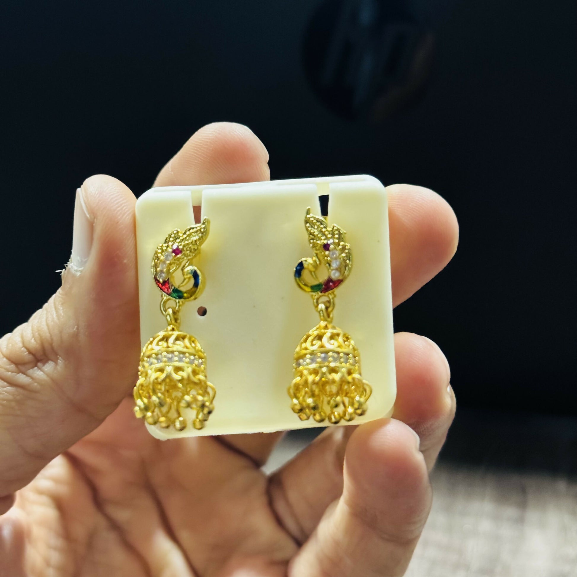 Traditional Peacock Motif Statement Earrings