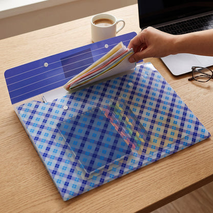 A4 Document File Folder with Button Closure & Label Pocket for Office and School (1 Pc, Mix Colour)