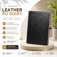 Premium Black PU Leather Diary Notebook – Elegant Professional Journal & Daily Planner for Office