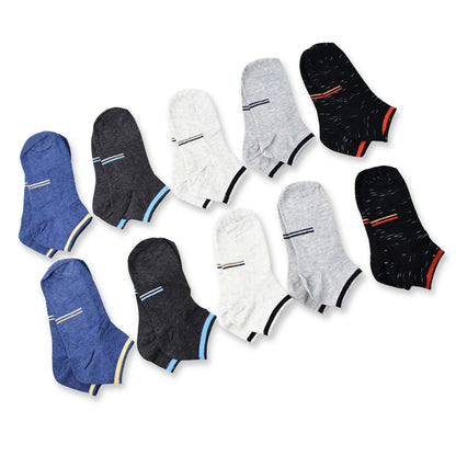 Premium Quality Ankle Length Cotton Socks for Men & Women – Multicolor – Pack of 10 Pairs