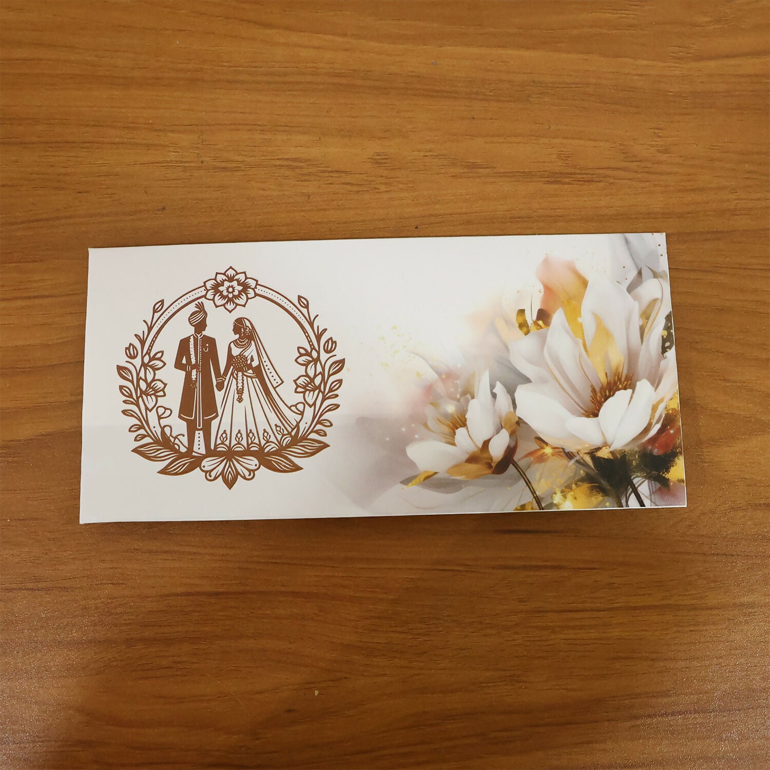 Wedding Theme A4 Size Money & Gift Envelope with Floral Pattern and Scalloped Flap – Pack of 10 Pcs