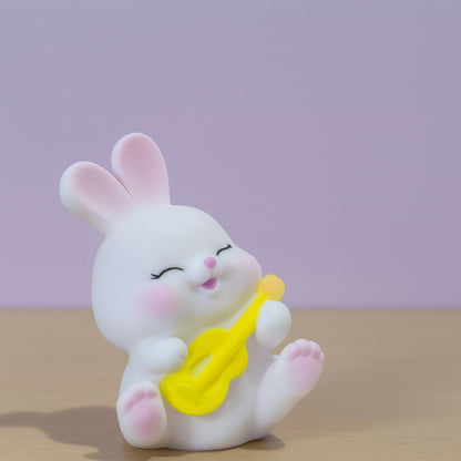 Cute Bunny Playing Guitar Mini Figurine for Desk & Kids Room Decor