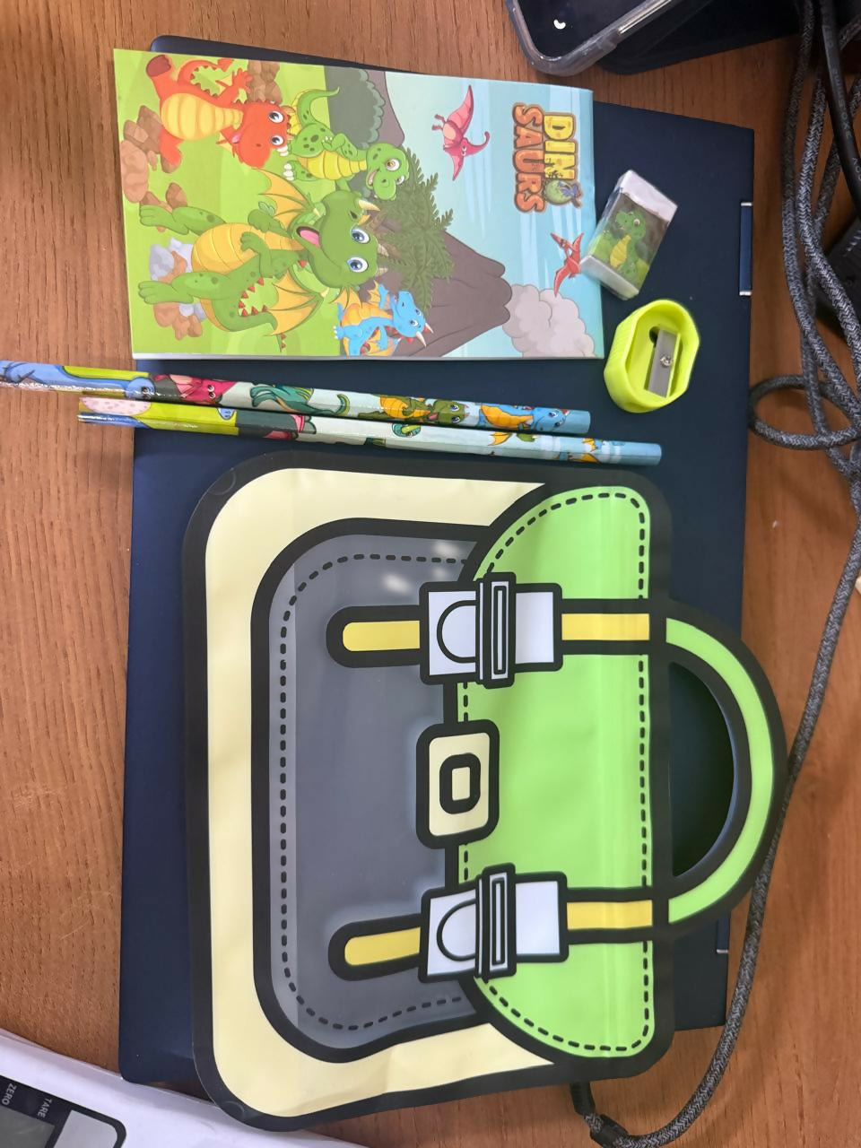 Kids Dinosaur Stationery Set with Notebook, Pencil, Eraser & Sharpener