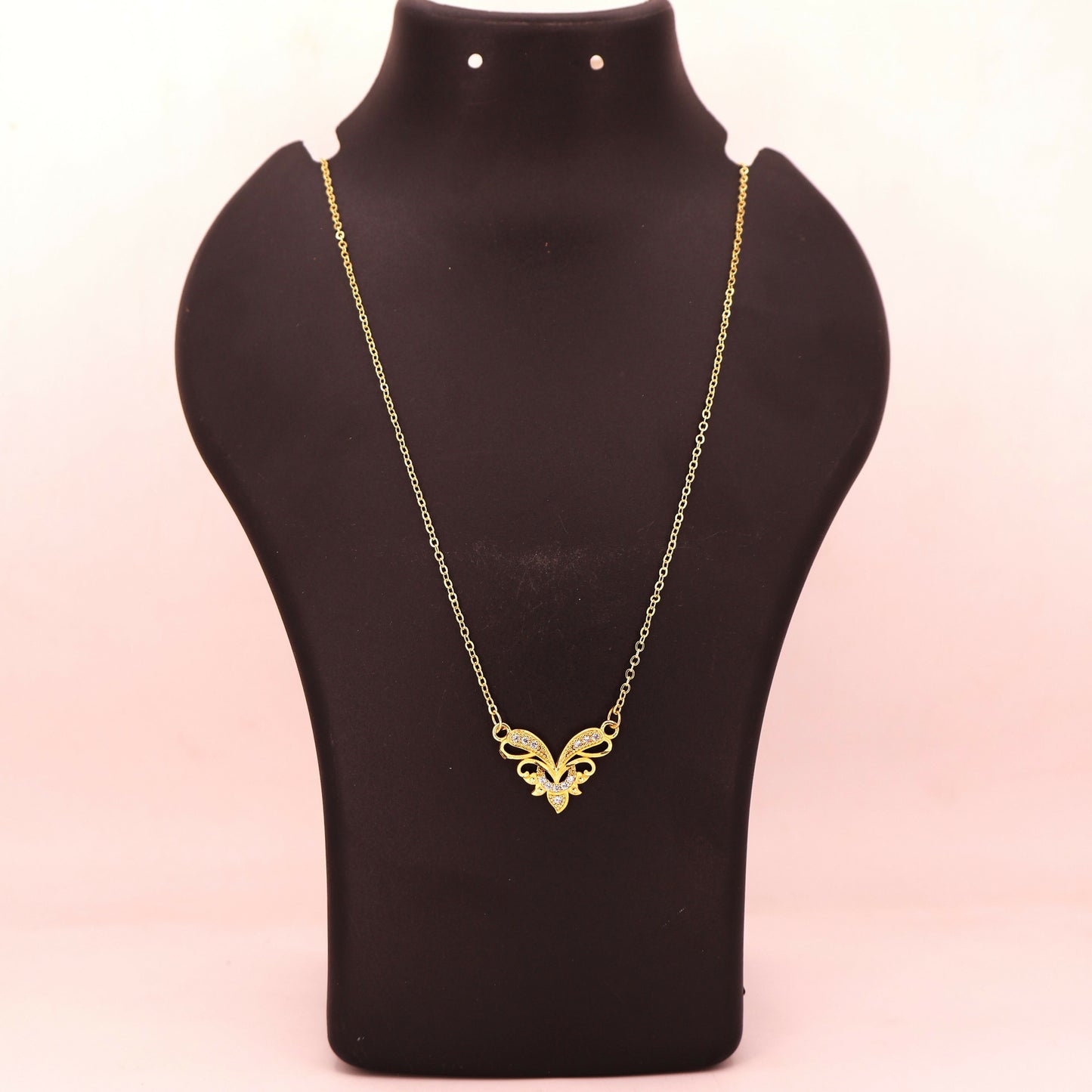 Gold Plated Butterfly Necklace with Pink AD Stones For women and girls