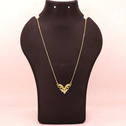 Gold Plated Butterfly Necklace with Pink AD Stones For women and girls