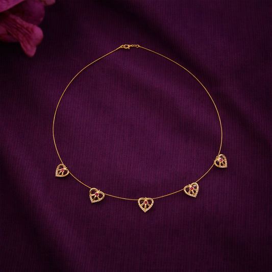 Love Drop Heart Necklace Elegant Ruby Heart Pendant Necklace for Women