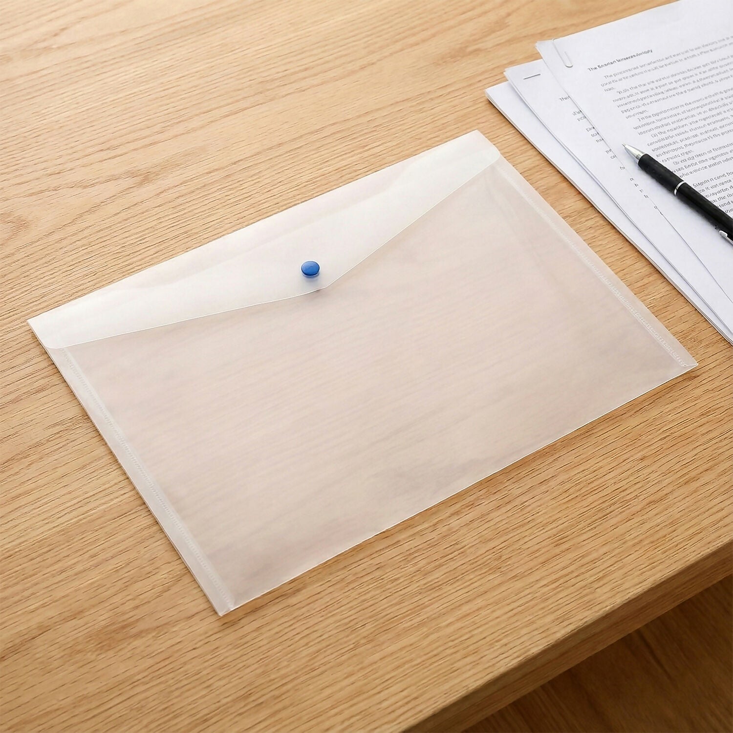 Single Pocket Button Closure Transparent Document File Folder – MIx Colour