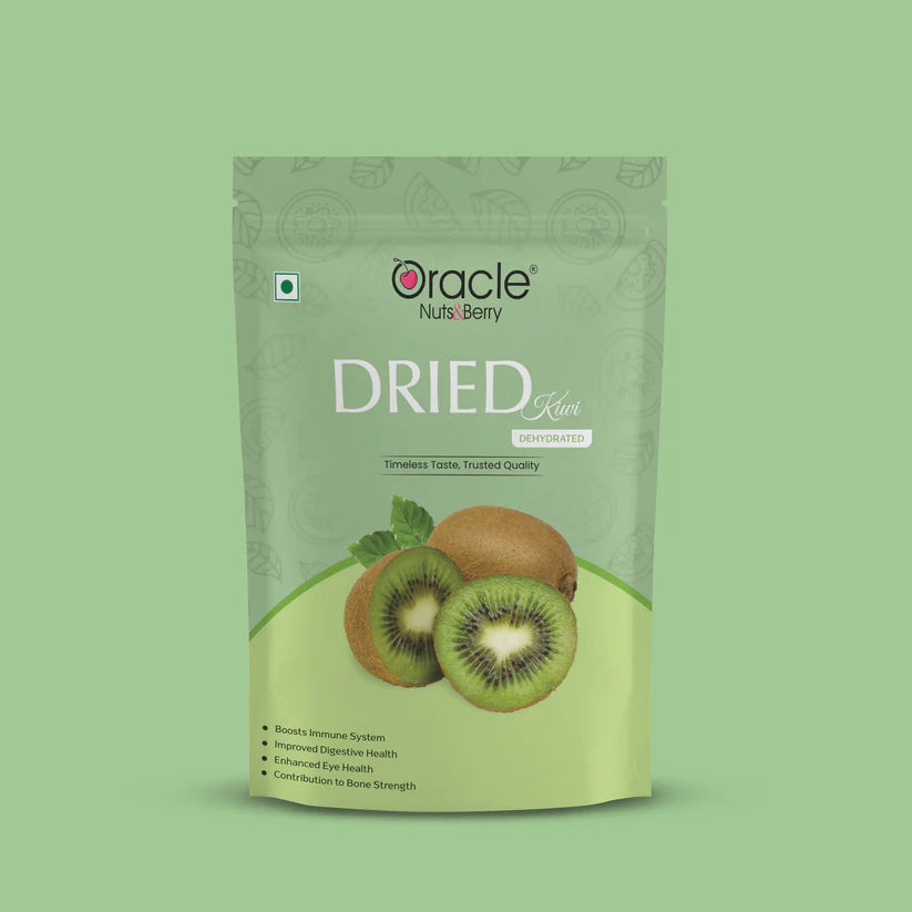 A bowl filled with vibrant green Dried Kiwi Slices, ready for snacking.