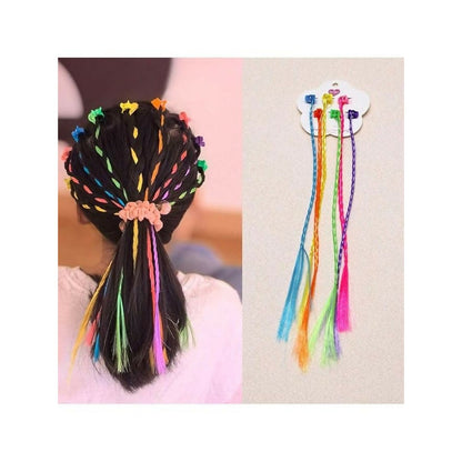 Kids Hair Braid Extensions with Clips | Fun Party Hair Accessories Pack of 6