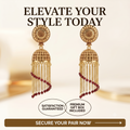 Gold Plated Jhumka Earrings with Chain Tassels and Maroon Beads Ethnic Drop Dangler
