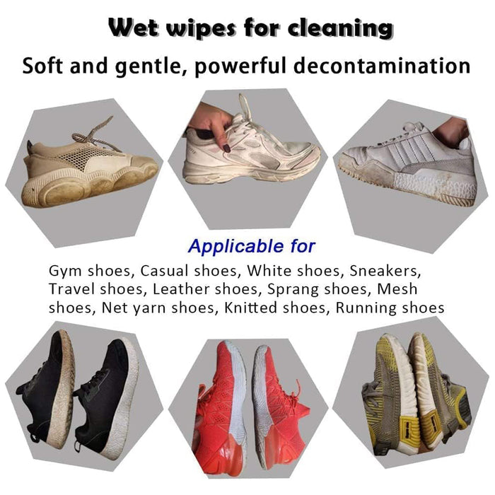 4367 Shoe Cleaning Wet Wipes Fast Scrubbing Shoes Cleaning Tissue, Sneakers Non-Woven Detergent Quick Wipes Disposable Travel Portable Removes Dirt, Stains (1 Set 80 Pcs)