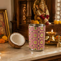 Pink Meenakari Peacock Design Stainless Steel Drinking Glass for Home & Festive Use