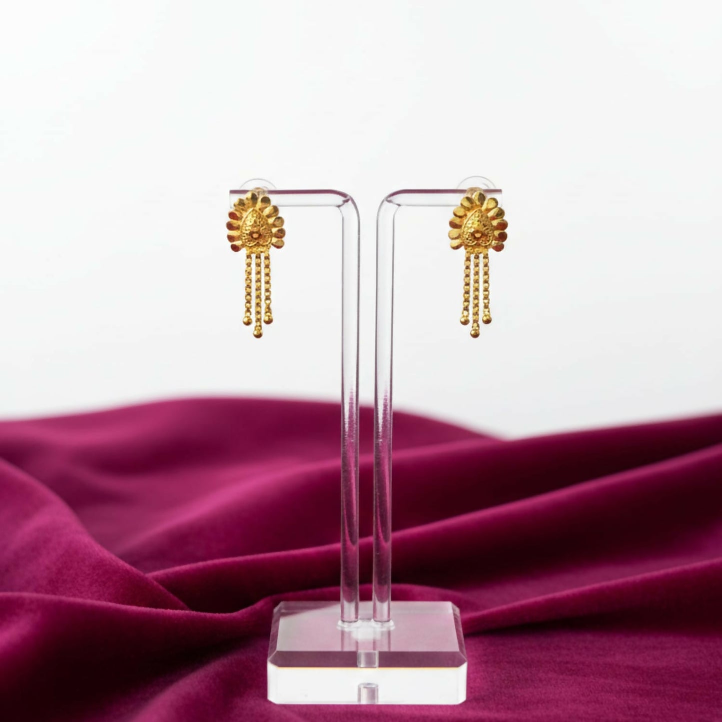 Nice 3 Line Golden Earrings for Women & Girls – Traditional Fancy Jewellery Gift