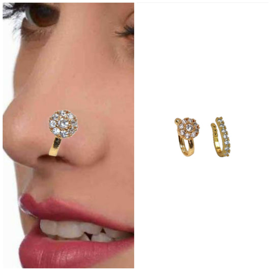 Non-Pierced CZ Crystal Clip-On Nose Ring (Nath) Combo 2