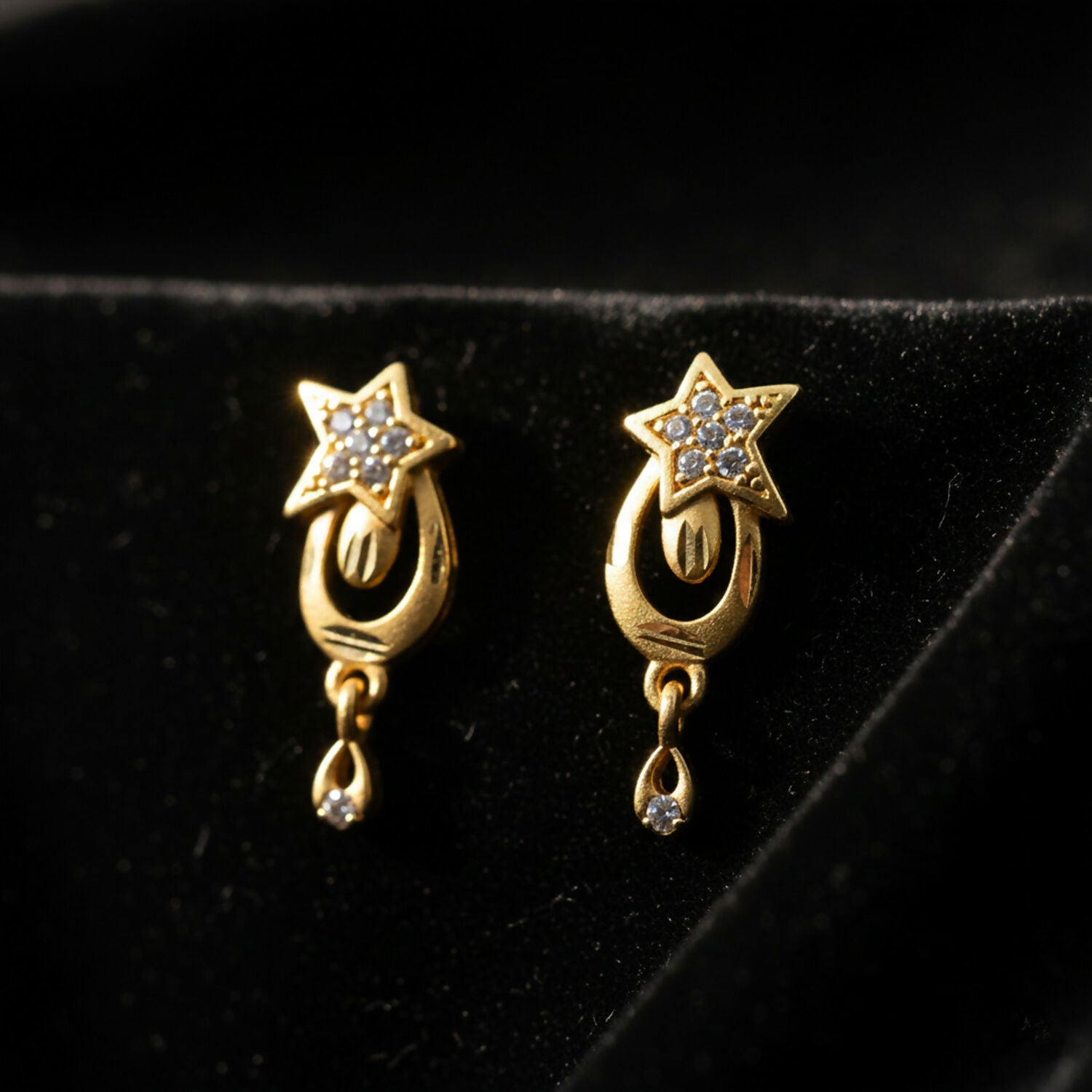 Star Motif Designer Drop Earrings with Subtle Crystal Embellishment
