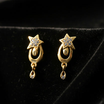 Star Motif Designer Drop Earrings with Subtle Crystal Embellishment