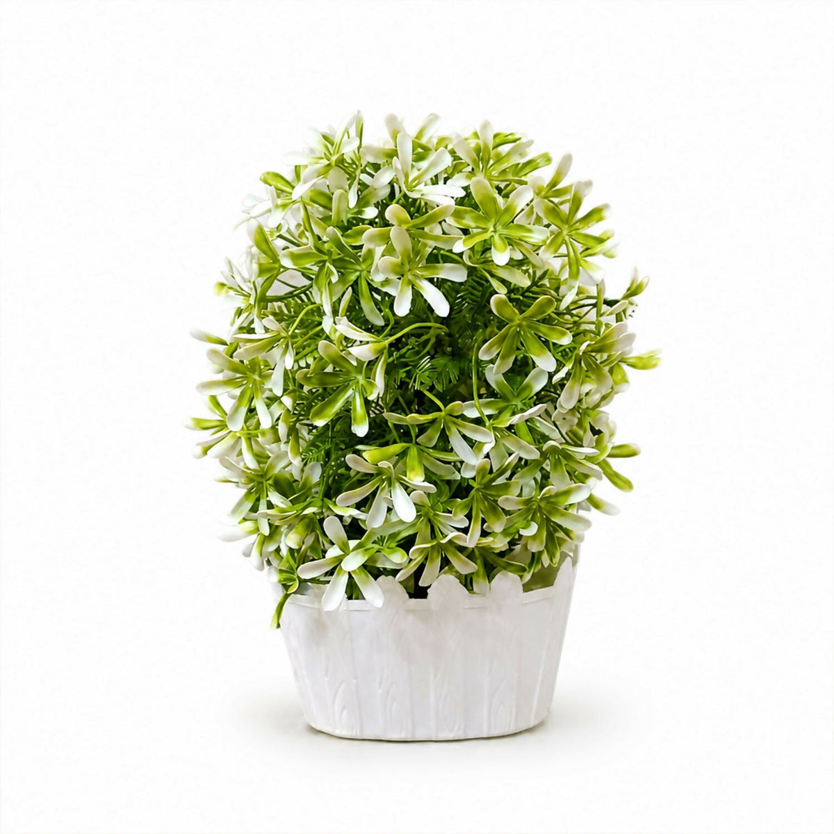 Artificial Green White Flower Plant Decorative Pot Home Office Table Centerpiece Decor