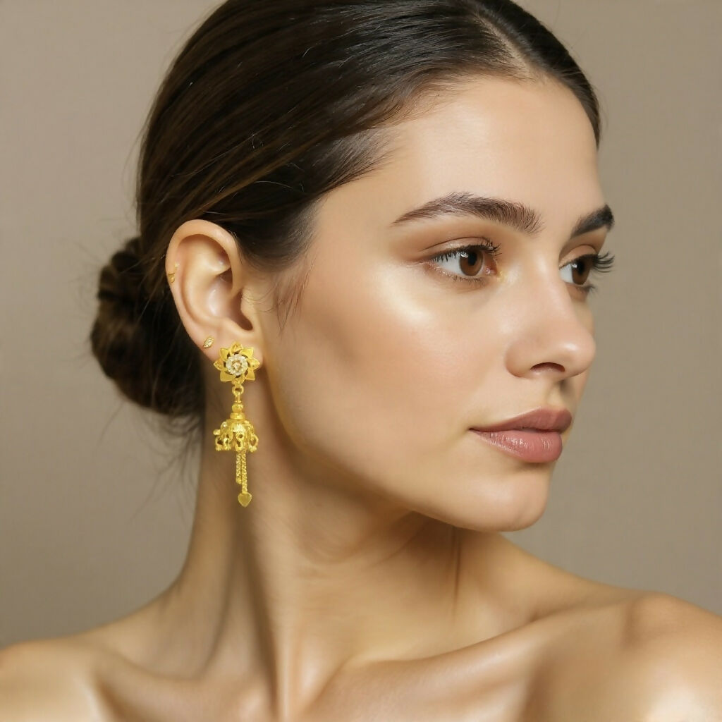 Designer Blossom Flower Jhumka Earrings