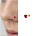 Red Ruby Nosepin Stud – Elegant Gold Flat Back Labret Piercing