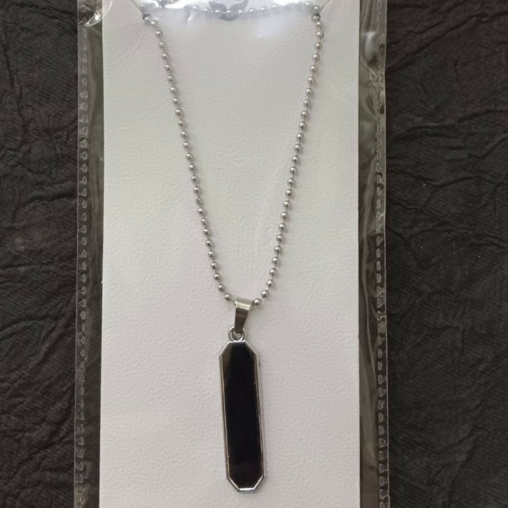Minimalist Black Inlay Rectangular Pendant for Men