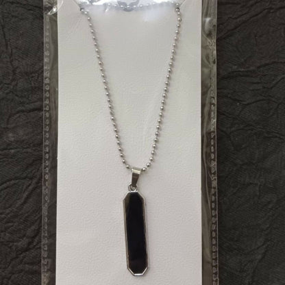Minimalist Black Inlay Rectangular Pendant for Men