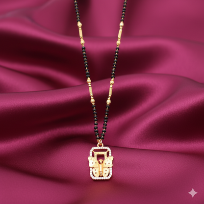 Gold pendant AD Heart Floral Mangal sutra Necklace with Accents For women