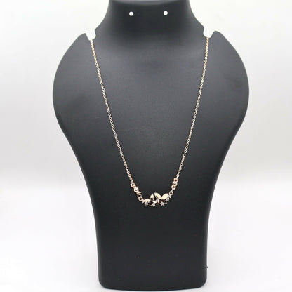 Rose Gold Double Butterfly Necklace | Dainty Zirconia Pendant