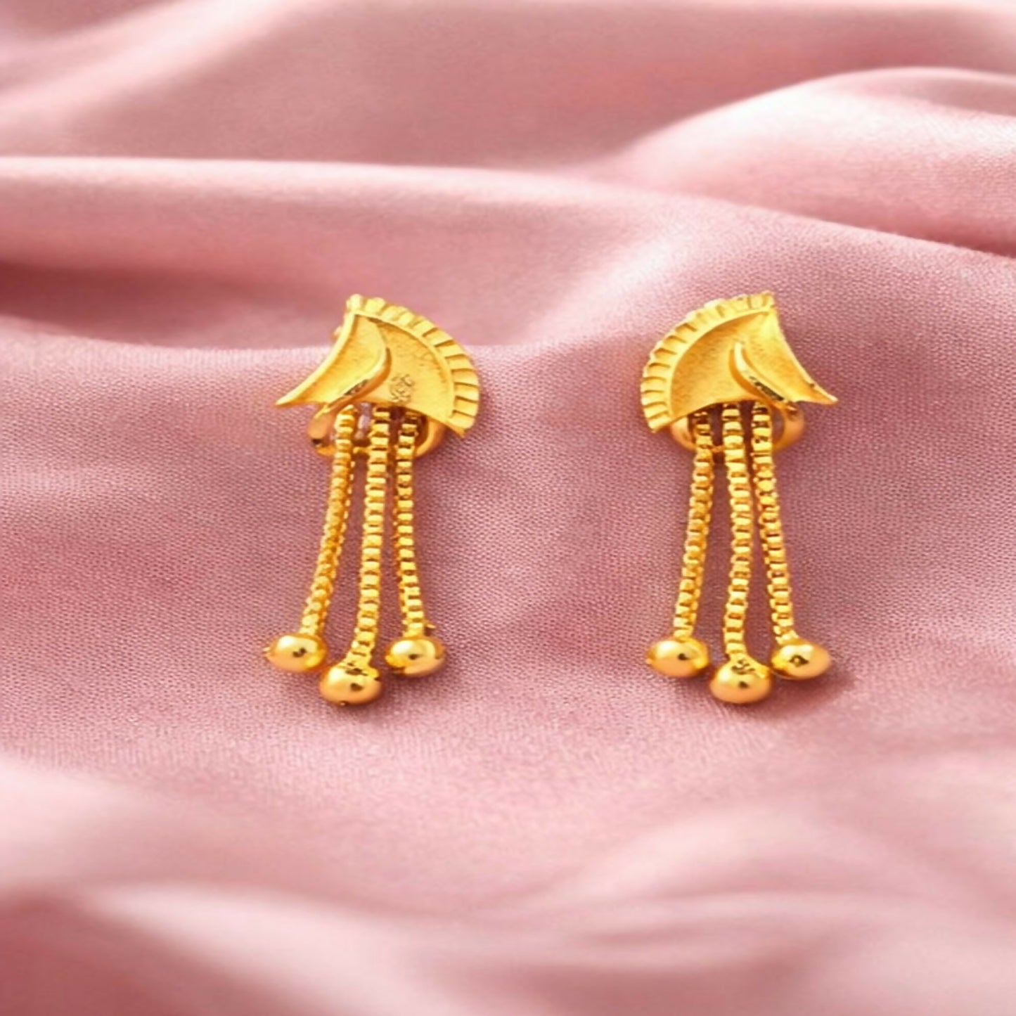 Elegant Gold-Plated Chain Drop Earrings for Women | Lightweight Party & Festive Wear Earrings (Pack Of 8)