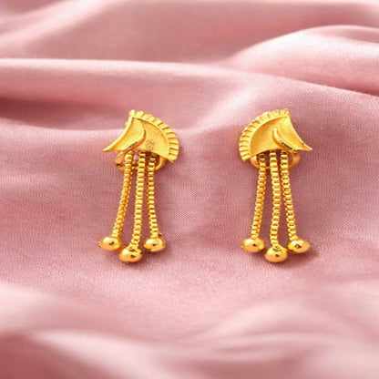 Elegant Gold-Plated Chain Drop Earrings for Women | Lightweight Party & Festive Wear Earrings (Pack Of 8)