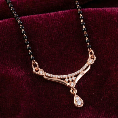 Classic Drop Pendant Mangalsutra with Curved Stone Bar